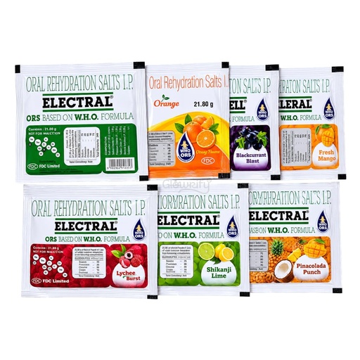 [BRSRYYADAUMAGADP] ELECTRAL Oral Rehydration Salts I.P., Assorted Seven Flavours of each 21.8g