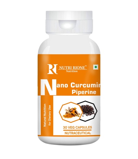 [BRSROZD4CMGWM3TP] Nano Curcumin 500 mg Piperine water dispersible Curcuminoids Antioxidant, Immune health - Pack of 30 Veg Capsules