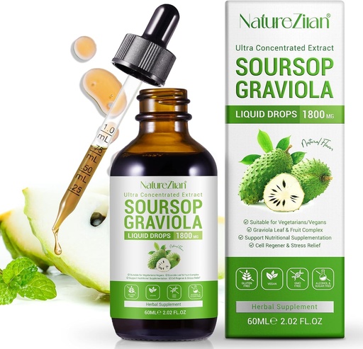 [BRSRAFL5DEGRYYA2] Soursop Graviola Liquid Drops - Soursop Bitters Liquid - Soursop Leaves Extract - Natural Antioxidant - Cell Support & Regeneration - Immune Boost - Relax - Liver and Sleep (1)
