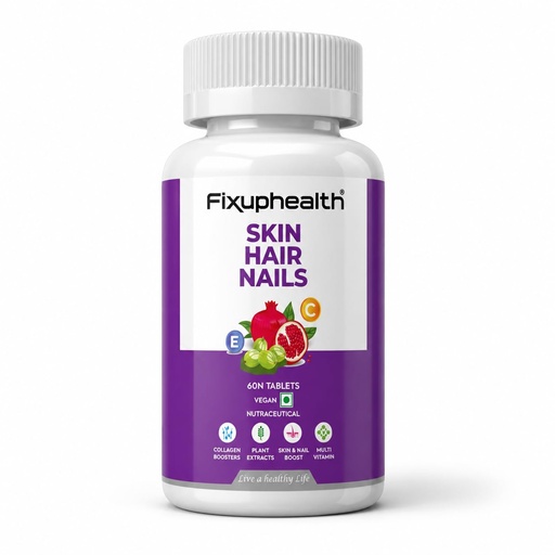 [BRSRMBTROJ7WCG3A] Fixuphealth Hair Skin Nails Supplement | Biotin Tablets for Hair Growth with Glutathione, Vitamin B12 & Pomegranate Extract | Hair Vitamins for Men & Women | Healthy Hair, Skin & Nails | 60 Tablets