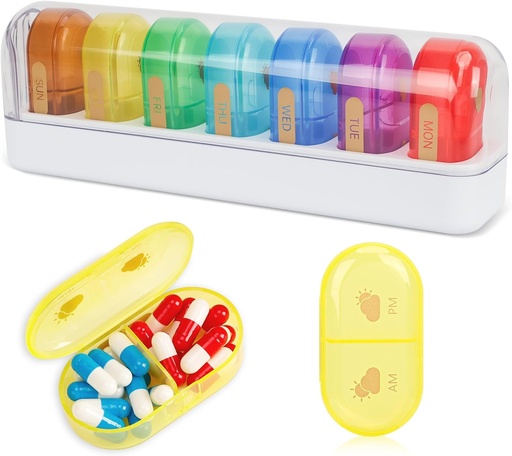 [BRSROADYO4NGCA3L] FITH Travel Pill Organizer, 14 Comistions Daily Pill Organizer Portable Pill Case Disactable Daily Pill Box for Purse Pocket to Hold Vitamins, Cod máj olaj, kiegészítők és gyógyszerek-fehér