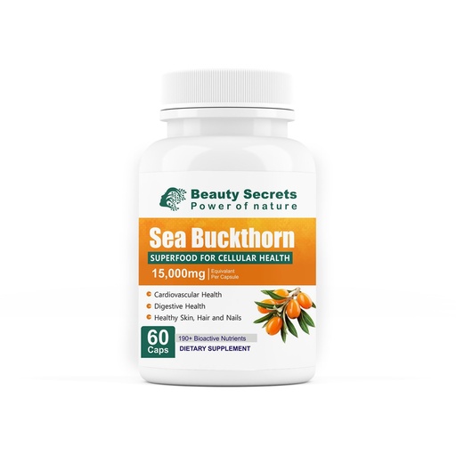 [BRSRAYALBEHWKDLG] Himalayan Sea Buckthorn Capsules 15000 mg | Sea Buckthorn Berry Extract | with Omega-7 | High Potency Antioxidant Supplement for Immune Support, Digestive & Heart Health | 60 Veg Capsules