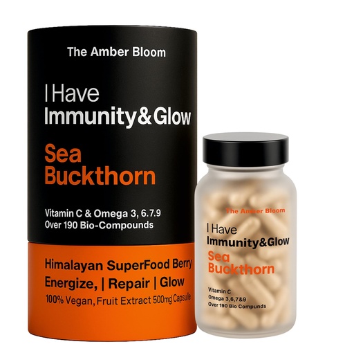 [BRSREAAQB4MWEAAY] Himalayan Sea Buckthorn Capsules 500 mg | Omega 3 6 7 9 & Vitamin C | Skin Health, Immunity & Antioxidant Support | 10X Potency Herbal Supplement | 60 Vegan Capsules