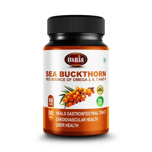 [BRSRMAA6BEBWCHLV] Sea Buckthorn Extract Capsules 500 Mg | Berry Powder Capsule | Rich Source of Vegan Omega 3 6 7 & 9, Supports Digestions, Cardiovascular Health & Liver Detox - 60 Capsules (Pack of 1)