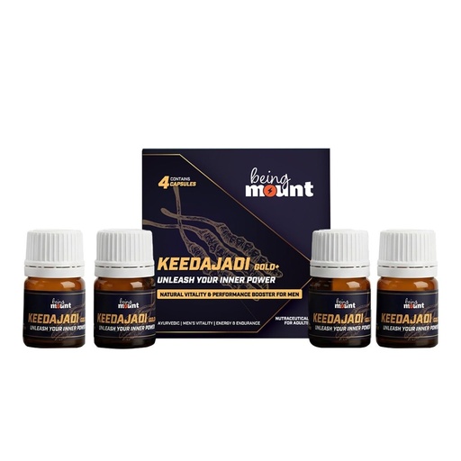 [BRSRGFQYDF7ROELA] Keedajadi Gold Plus Shilajit, Natural Vitality Performance Booster for Men, Energy Stamina Endurance Testosterone Support Ayurvedic Supplement, 4 Capsules