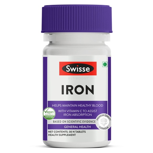 [BRSWYZT2CJYGEFDJ] Swisse Iron Supplement with Vitamin C & Vitamin B12-30 Tablets | For Both Men & Women