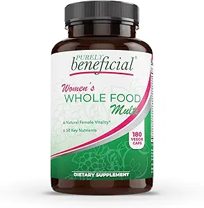 [BRSRMAADDJYGMCQ3] PURELY beneficial Women’s Whole Food MultiVitamin –58 Key Nutrients Including Vitamins, Minerals, Herbs, Probiotics, with Iron, Hair, Skin & Nail Complex for Complete Female Wellness- 180 Capsules