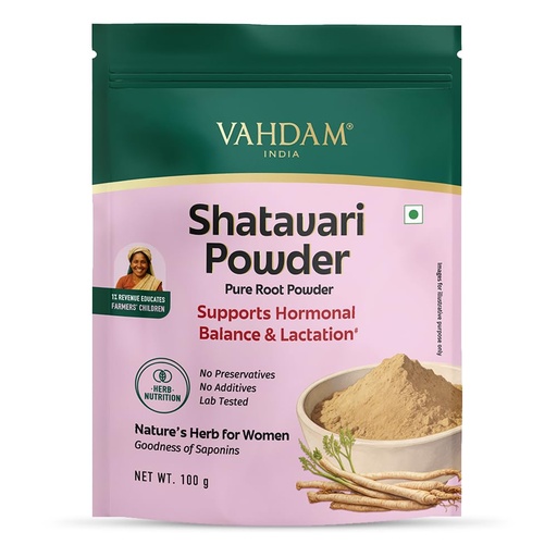 [BRSRGBADO57Q2CLD] VAHDAM Shatavari Powder 100g | Pure Shatavari Root Powder | Lactation & Hormonal Balance Support | Reproductive Wellness | Vegan | 33 Servings | Herbal Supplement