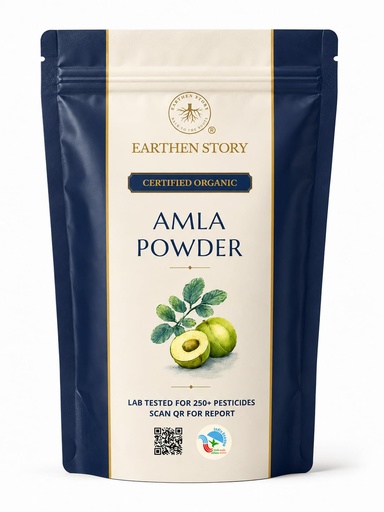 [BRSRGZYQDMMREADO] Earthen Story Certified Organic Amla Powder (200g) | Lab Tested for 270+ Pesticides | Indian Gooseberry (Nellikkai) Whole Fruit Powder for Immunity, Hair & Skin | Vitamin C Superfood