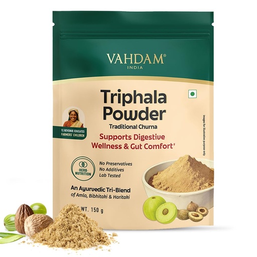 [BRSRGBAPDJ5WEYD2] VAHDAM Triphala Powder 150g | Ayurvedic Tri-Blend of Amla, Bibhitaki & Haritaki | Supports Digestive Wellness & Gut Comfort | Non-GMO, Vegan | 50 Servings