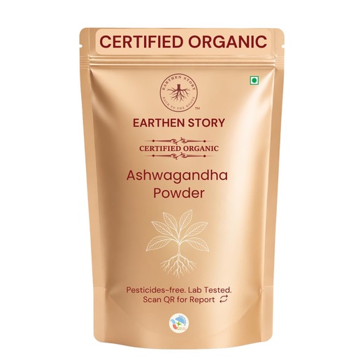 [BRSRGZYTOINQMCA7] Earthen Story Certified Organic Ashwagandha Root Powder (200g) | Lab Tested for 190+ Pesticides | Indian Ginseng Root-Only Adaptogen for Stress, Sleep & Strength | Vegan, Non-GMO