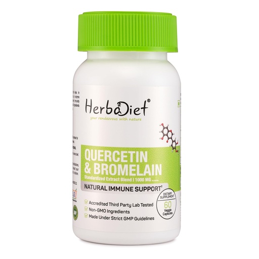 [BRSROGALBUHRU3Y3] Quercetin with Bromelain 60 Capsules | Balanced Immune Support, Heart & Joint Health Supplement