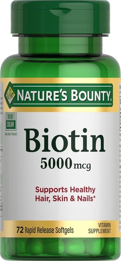 [BRSWIFQ4OQHGMDTG] Nature's Bounty Biotin 5,000 mcg Caps, 72 ct