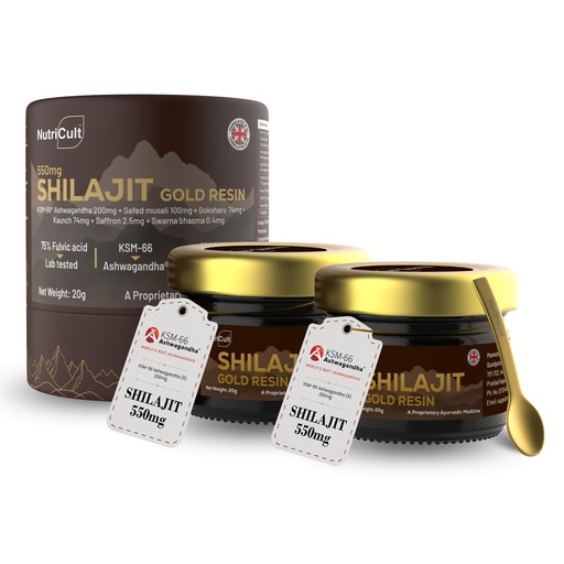 [BRSREC32AEPBYHQ3] Shilajit Gold Resin For Men & Women | With KSM-66 Ashwagandha, Safed Musli, Gokshura & Saffron | Shilajit For Men | Supports Muscle Recovery, Energy, Stamina, Vitality | 40 Gram (Pack of 2)