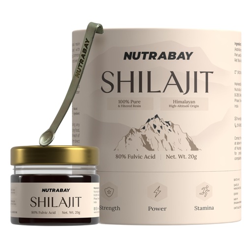 [BRSRAGAFCAMWACL6] Nutrabay Shudh Himalayan Shilajit Resin from High Altitude – Extracted Using Water – Strength, Stamina & Power – Premium Ayurvedic Supplement – 20g