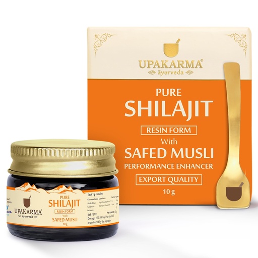 [BRSROGTQCACBGCDU] UPAKARMA Shilajit Resin with Safed Musli 10g | 300mg/serving | For Men to Boost Physical Performance, Power, Stamina and Strength | 100% Ayurvedic | Lab Tested | 33 Servings | Pack of 1