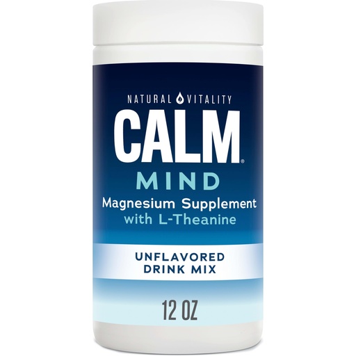 [BRSRM2TRCEIAACIZ] Natural Vitality Calm Mind, Magnesium Citrate + L-Theanine Powder, Supplement for Stress Relief, Gluten Free & Vegetarian, Unflavored, 12 oz.