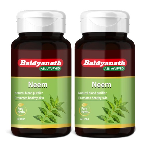 [BRSREEIOCIHAKDQ6] Baidyanath Neem - 60 Tablets (Pack of 2) | Ayurvedic Neem Extract Supplement | Supports Skin Health, Liver Function & Daily Detox |