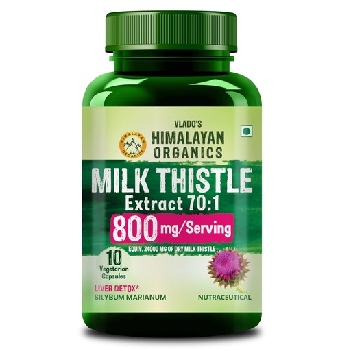 [BRSRGZA2B56GMGTF] Vlado's HIMALAYAN ORGANICS Milk Thistle Extract With 800Mg Of Silybum Marianum Detox Supplement For Men And Women For Healthy Liver | Boost Metabolism And Maintain Cholesterol level - 10 Veg Capsules