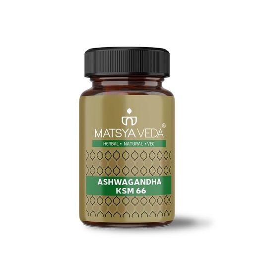 [BRSRYYYDO4IWGGTH] MatsyaVeda Herbals Ashwagandha KSM-66 | 100% Pure Root Extract | Lab Tested | Non-GMO | GMP Certified | For Stress Support, Mental Clarity & Daily Energy | 60 Capsules