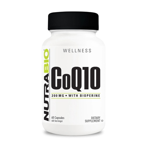 [BRSWIEA2BMCAKE3A] NutraBio CoQ10 Dietary Supplement with Bioperine, Healthy Heart Function & Cellular Energy Production, 200mg - 60 Capsules