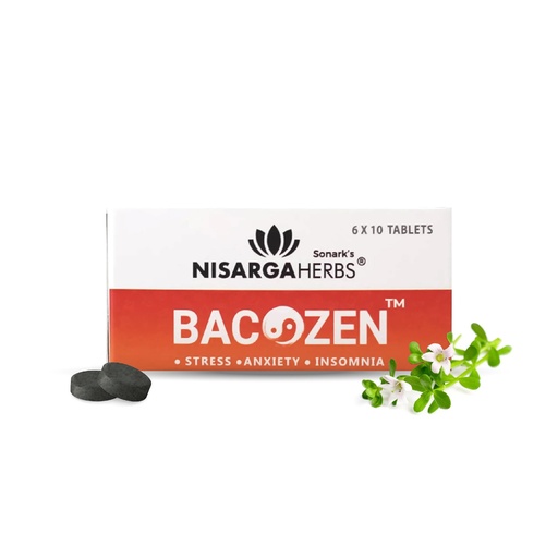 [BRSREGT3OIBQK3TF] SONARK'S NISARGA HERBS Bacozen (60 Tablets) - Natural Ayurvedic Stress Relief & Cognitive Support - Patented Ashwagandha & Brahmi Extract for Calm Mood, Restful Sleep & Reduced Fatigue