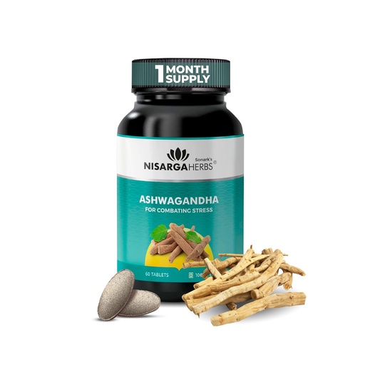 [BRSREHQCOR7RYCT7] SONARK'S Nisarga Herbs Pure Ashwagandha Tablets (60 Count) - 100% Organic Ayurvedic Stress & Anxiety Relief Supplement - Natural Energy, Stamina & Brain Booster - Promotes Hormonal Balance & Vitality, Gluten-Free