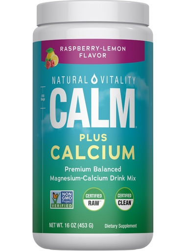 [BRSWIYIAO4MWOE36] Natural Vitality Calm, Magnesium & Calcium Supplement, Drink Mix Powder Supports a Healthy Response to Stress, Gluten Free, Vegan, & Non-GMO, Raspberry Lemon, 16 oz
