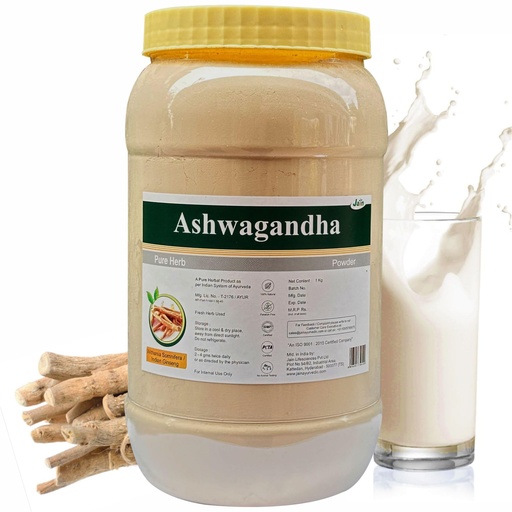 [BRSWKYT3BB6BG2DY] Jain Ashwagandha Powder 1kg – | Natural Stress Buster & Immunity Booster |100% Natural Herbal Supplement