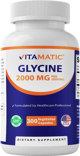 [BRSRA2YLCR6RM2TJ] Vitamatic Glycine Supplement, 2000mg Per Serving, 300 Count, Non-GMO, Gluten Free