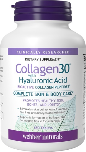 [BRSW2FITC5YRM2DX] Webber Naturals Collagen 30 with Hyaluronic Acid, Biotin, L Glutamine, L Trytophan, Vitamin C, Bioactive Collagen Peptides, 180 Tablets, Helps Reduce Eye Wrinkles and Fine Facial Line, Non GMO