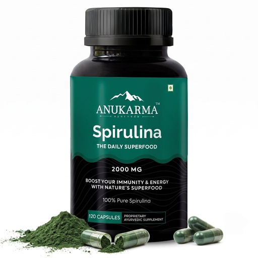 [BRSRYFTYOIPRGYDF] Organic Spirulina Capsules 2000mg Per Serving – Spirulina Powder Organic Capsules | Protein, Detox, Immunity & Energy Booster | Chlorophyll Rich Spirulina Capsules Alternative – 120 Capsules Pack of 1