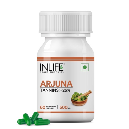 [BRSWIAQPC55QYYIV] INLIFE Arjuna Extract 500mg, Heart & Cardiovascular Health, 60 Veg Capsules