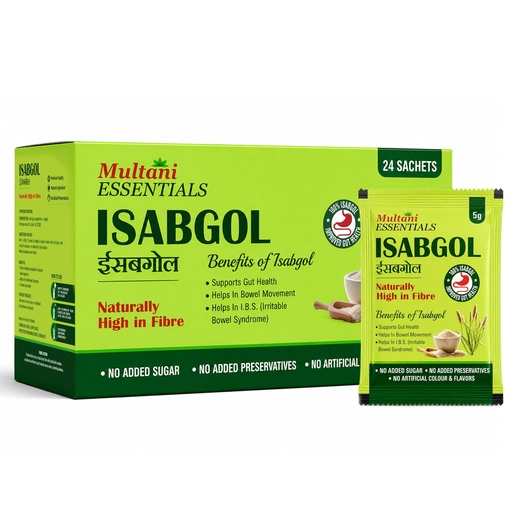 [BRSRY2YPOAPB4ET6] Multani Essentials Isabgol | Psyllium Husk Powder (24 Sachets - 5 gm Each) | For Gut Health And Irritable Bowel Syndrome | Effectively Relieves Constipation | Fibre Supplement For Digestion | Chemical Free | No Added Sugar Or Artificial Flavour