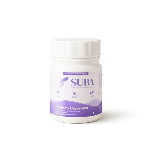 [BRSRGFA6OIJWMGYZ] SUBA Psyllium 60 High Fiber Capsules | 100% Plant-Based Isabgol Husk Powder | Supports Smooth Digestion, Reduces Bloating & Maintains Regularity | Gluten Free Daily Fiber Supplement
