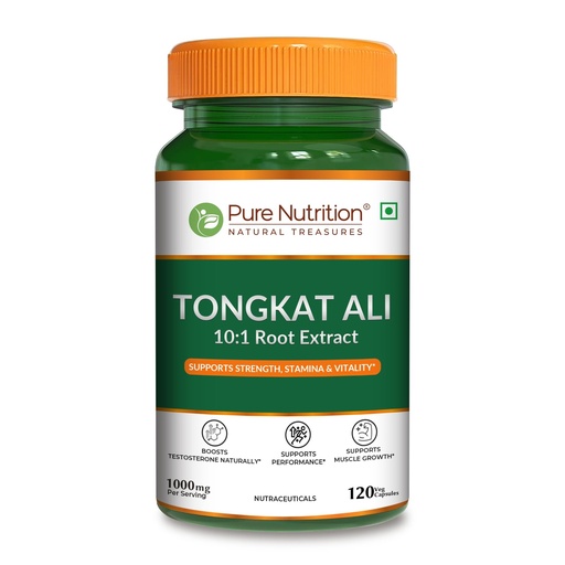 [BRSRABD5CR6WYGT5] Pure Nutrition Organic Tongkat Ali 1000mg | 120 Veg Capsules | Supports Male Wellness | Boosts Energy, Immunity & Stamina | Enhances Stress Tolerance | Natural Herbal Supplement | Gluten-Free