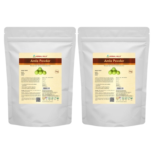 [BRSWKGTYBUMAEAA7] Herbal Hills Amla Powder - 1KG | Supports Skin Glow, Hair Strength & Immunity Boost | Amla Churna For Natural Beauty & Wellness with Indian Gooseberry Fruit