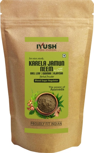 [BRSW2CYEBENB4HTP] IYUSH Herbal Ayurveda Karela Jamun Neem Powder with Gudmar, Vijaysar, and Bael Leaf, 400 Gram
