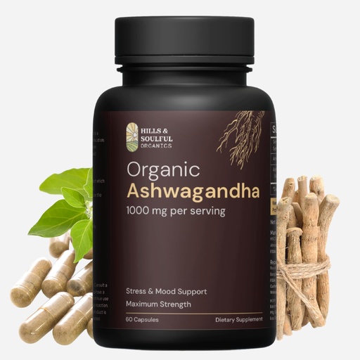 [BRSRABAQDJ7RSDL4] Ashwagandha Capsules 1000mg per Serving | High Strength Ashwagandha Root Powder Supplement | Supports Stress Management, Energy & Stamina | Adaptogen for Men & Women | 60 Veg Capsules