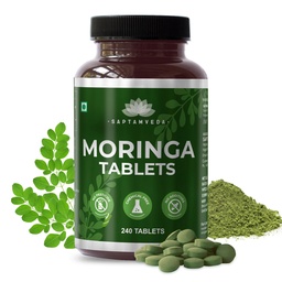 SAPTAMVEDA Organic Moringa Tablets, Drumstick Leaf Tablets 240 Tablets, 500mg | 100% Organic