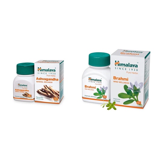 [BRSWYYDYPMCRQ3TG] Himalaya Wellness Pure Herbs Ashvagandha General Wellness - 60 Tablets & Himalaya Wellness Pure Herbs Brahmi Mind Wellness - 60 Tablet