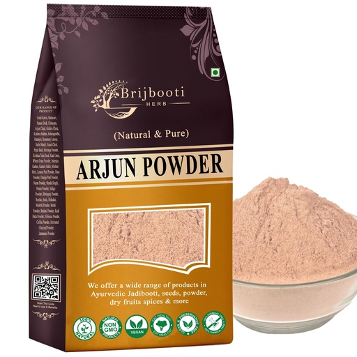 [BRSROAABBUNBMHT3] Brijbooti Arjun Ki Chaal Powder 500 Gr - Arjun Chal Tea - Organic Terminalia Arjuna Powder - Support Heart Health | FSSAI, GMP, ISO Certified