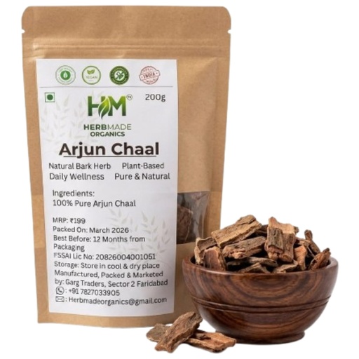 [BRSRGCT4CMJQOELH] Arjun Ki Chaal 200g | Pure Arjuna Bark (Terminalia Arjuna) | Organic Arjun Chal for Herbal Tea, Kadha & Ayurvedic Use | Raw Arjun Chhal, No Additives