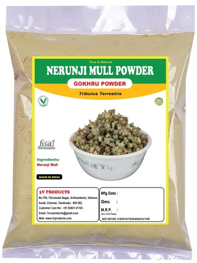 [BRSWYEADPMBBEYA6] 3V PRODUCTS Nerunji Mull Powder - Pack of 2x100g - Gokhru | Nerinjil | Cinnapalleru | Tribulus terrestris