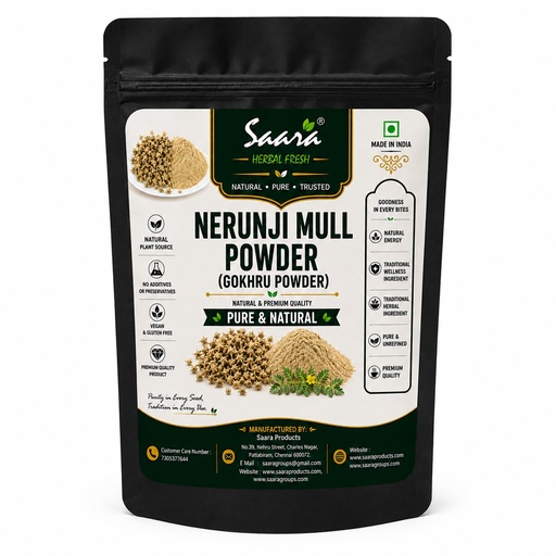 [BRSRAGQRDN6GO2Y7] Saara HERBAL FRESH Nerunji Mull Powder, 100g, Gokhru, Nerinjil, Cinnapalleru, Tribulus Terrestris, Neggilu Mullu Crushed (Pack of 2 x 50g)