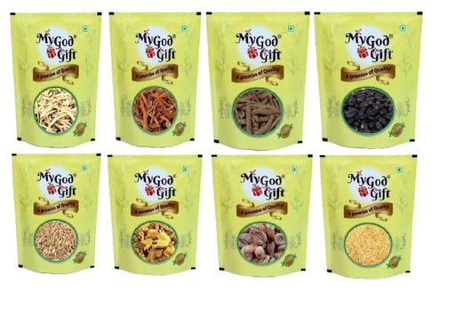 [BRSREELROIIG22TP] MY GOD GIFT combo - 8 Shatavar, Safed Musli, Ashwagandha, Kaunch Beej, gokhru, salam panja, rumi mastangi, salam mishri Seeds (280gm pack of 8)