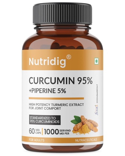 [BRSREFD3BV5AAEL3] Curcumin Extract 95% with 5% Piperine – High Potency Turmeric Supplement | Supports Joint, Inflammation, Immunity & Antioxidant Health | 60 Capsules