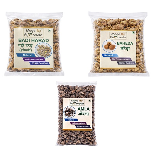 [BRSRGAIHBMBWC33J] Triphala Raw 1:2:3 Ratio (300 gm) | Harad (50g) Baheda(100g) Amla (150g)| Natural, No Preservatives, FSSAI Certified