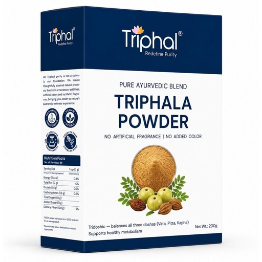 [BRSW2Y37OYFQY3Y7] TRIPHAL Triphala Powder 200g | Contains Haritaki, Bibhitaki and Amalaki in 1:2:3 | Relieves Constipation | Improves Bowel Movement | For Digestion, Gut Health, Gas & Acidity Relief