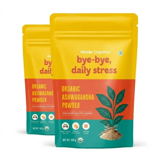 [BRSRGGADDIHRED3D] Premium Organic Ashwagandha Powder (Pack of 2 x 100g) | USDA Certified | Withania Somnifera Root Powder | Helps Reduce Stress & Supports Energy | Pure & Natural